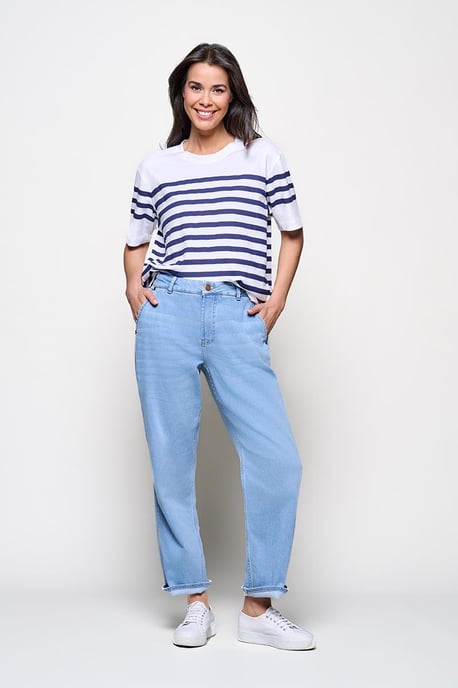 Caroline Tensen Elba Streep T-Shirt Wit / Navy - Image 2