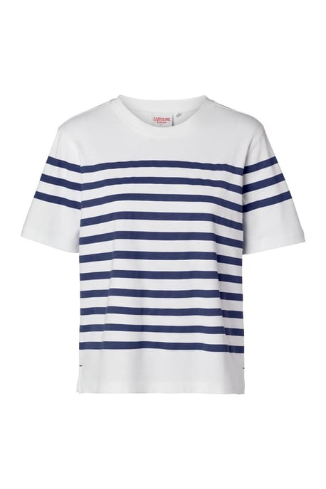 Caroline Tensen Elba Streep T-Shirt Wit / Navy - Image 3