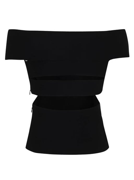 Black Stretch Viscose Blend Top - Image 1