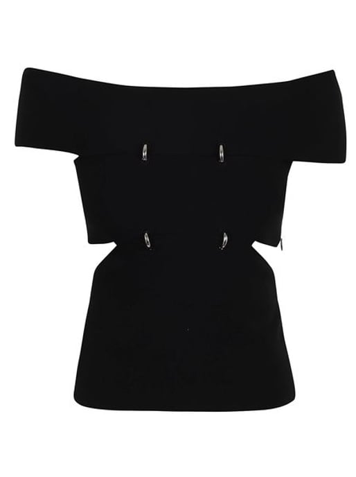 Black Stretch Viscose Blend Top - Image 2