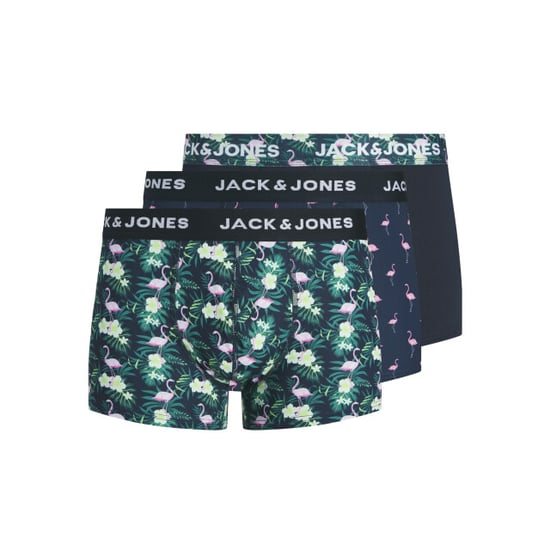 Jack & Jones Heren boxershorts trunks microfiber jacflamingo flamingo print 3-pack donkerblauw - Image 1