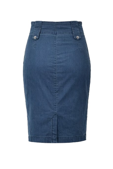 Moderne denim kokerrok met asymmetrische naad - Image 2