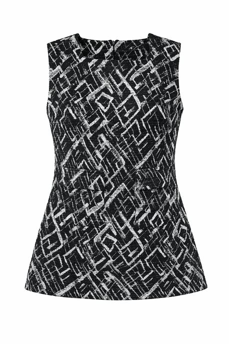 Mouwloze top met textuur en abstracte print - Image 1