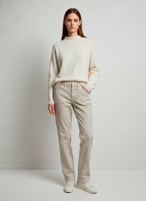 Beige Straight-Leg Trousers – Refined Comfort with Effortless Style - Image 2