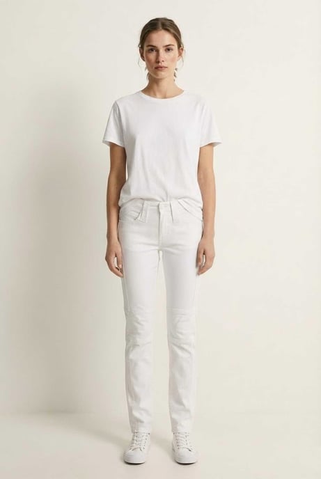 Slim-Fit White Stretch Pants - Image 2