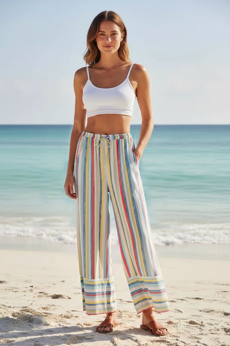 Pastel Stripe Wide Leg Trousers - Image 2