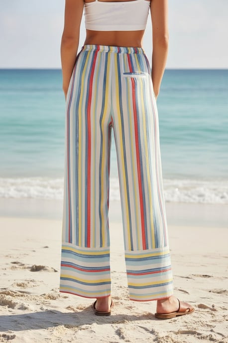 Pastel Stripe Wide Leg Trousers - Image 6