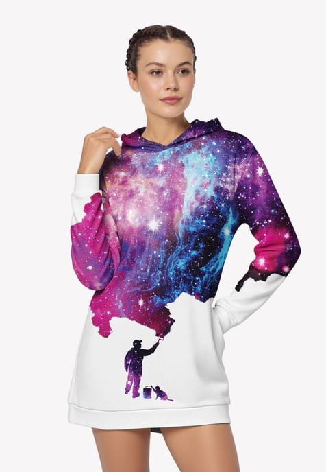 "Galaxy Painter" Oversize Hoodie Dress - Image 2