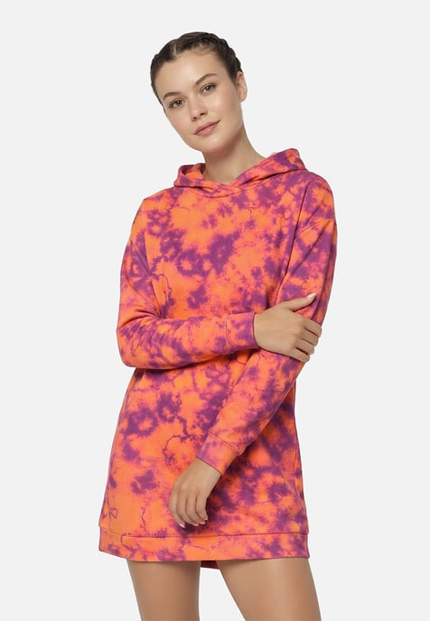 "Orange Tie Dye" Oversize Hoodieklänning - Image 2
