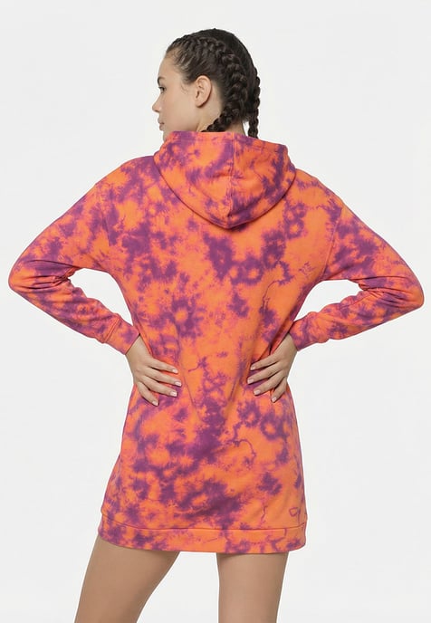 "Orange Tie Dye" Oversize Hoodieklänning - Image 3