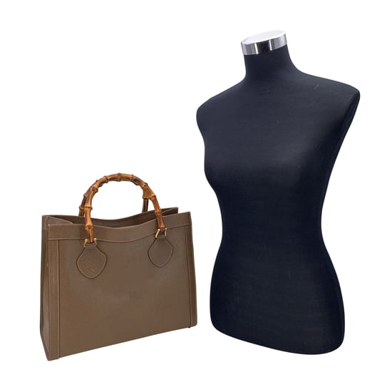 Gucci Vintage Leren Tote Bag Diana Bamboo - Image 2