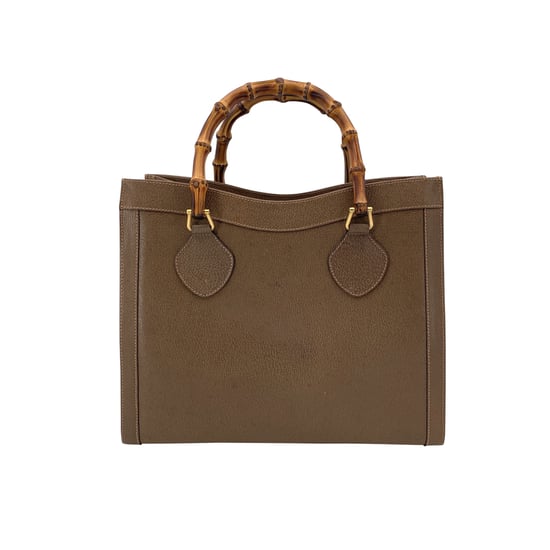 Gucci Vintage Leren Tote Bag Diana Bamboo - Image 3