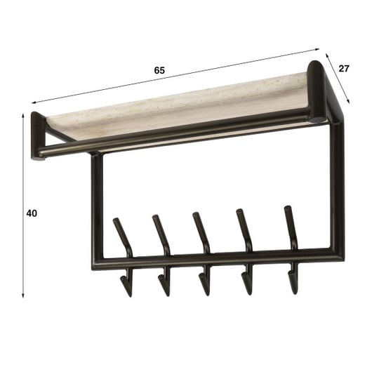 Hoyz kapstok terra 2x5 haken 65cm melamine travertine - Image 1