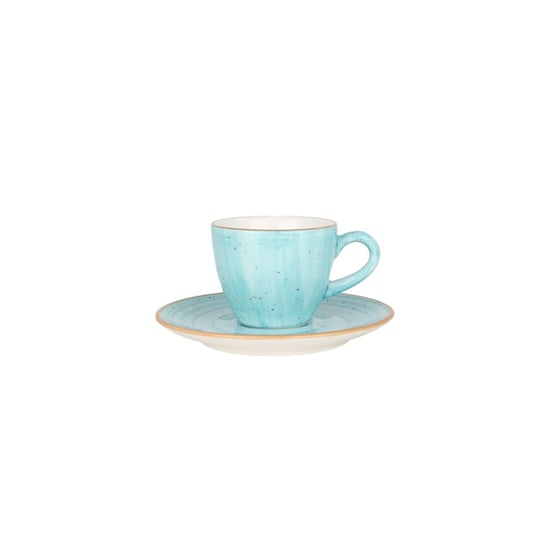 Bonna Espresso kopjes & schotel aqua porselein set van 6 - Image 1
