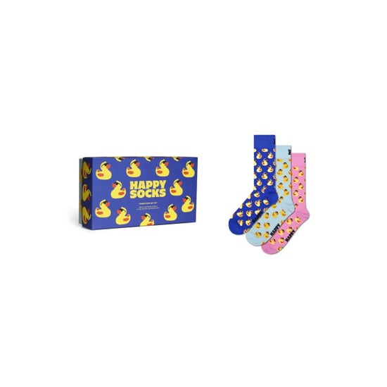 Happy Socks Heren sokken rubberen badeendjes print giftbox 3-pack blauw/lichtblauw/roze - Image 1