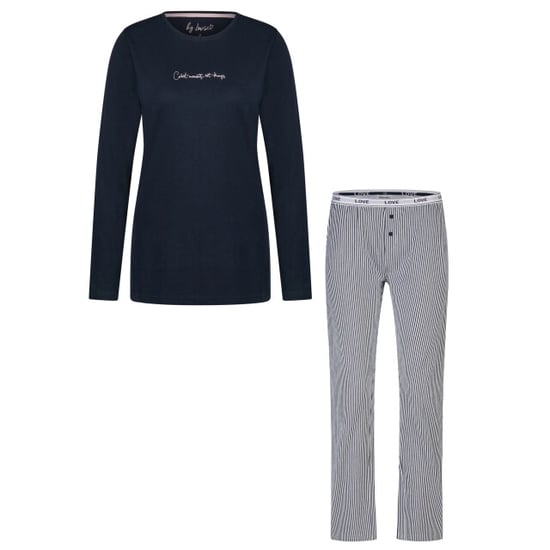 By Louise Dames pyjama set lang donkerblauw gestreept - Image 1