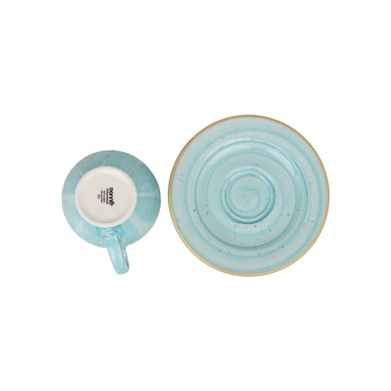 Bonna Koffie kopjes & schotel aqua porselein set van 6 - Image 2