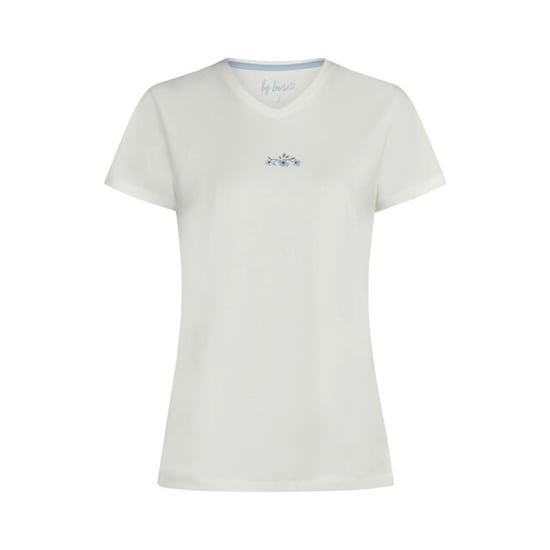 By Louise Dames capri pyjama driekwart broek v-hals wit/blauw gebloemd - Image 2