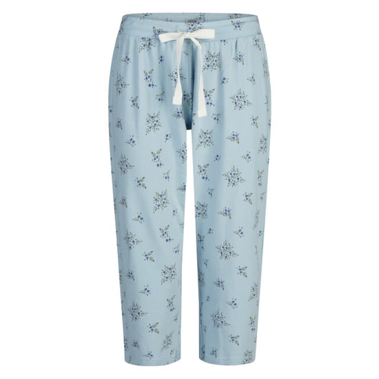 By Louise Dames capri pyjama driekwart broek v-hals wit/blauw gebloemd - Image 3