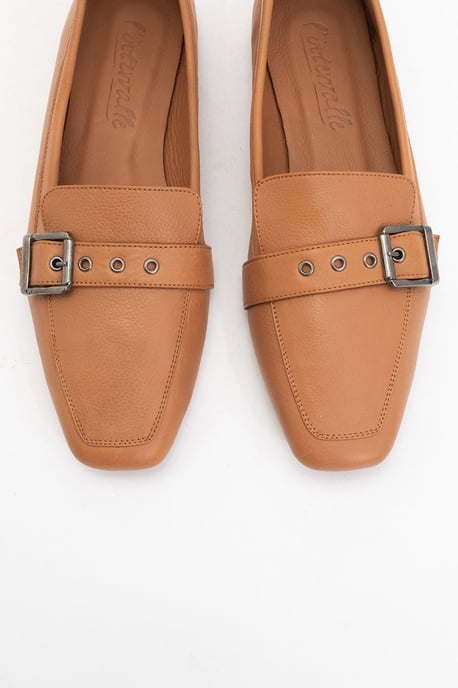 Noir Leren Plat Loafers Dames - Image 2
