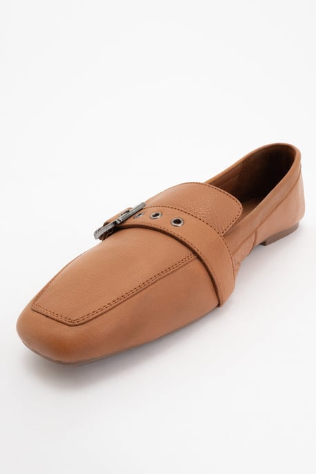 Noir Leren Plat Loafers Dames - Image 4