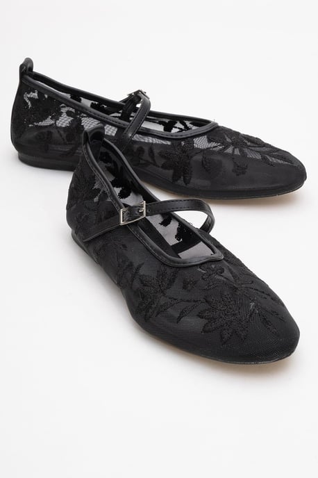 Juny Mesh Floral Embroidery Ballet Flat - Image 1