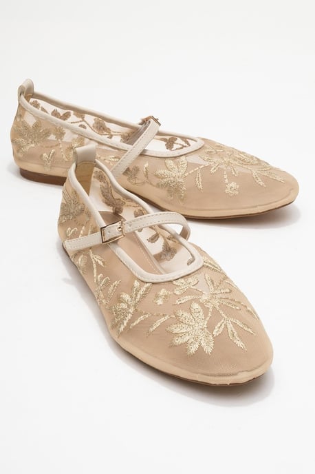 Juny Mesh Floral Embroidery Ballet Flat - Image 1