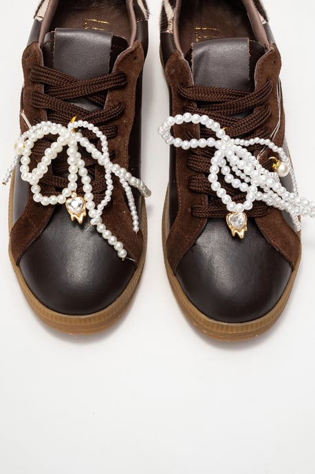 Taren Leren Parel Gesp Sneakers Dames - Image 2