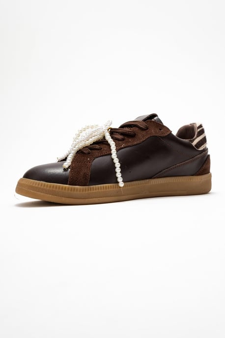 Taren Leren Parel Gesp Sneakers Dames - Image 4