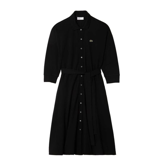 Lacoste Dames Piqué 3/4 Mouw Polo Jurk (Zwart) - Image 1