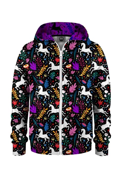 "Folk Unicorn" Zip Hoodie - Image 1