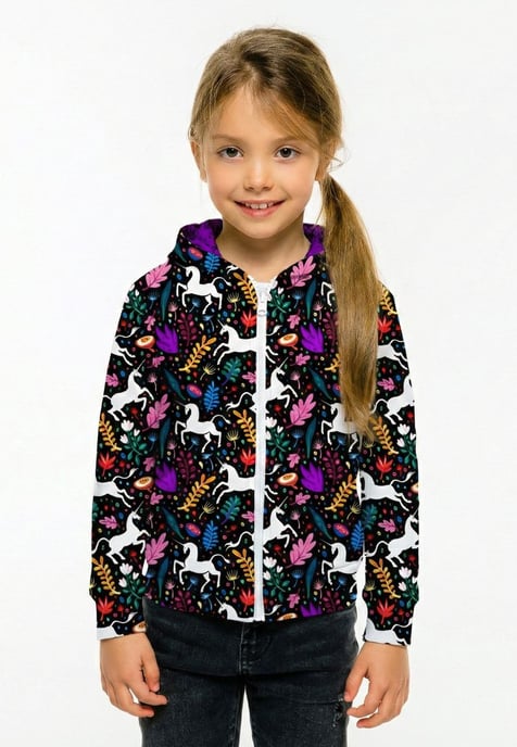 "Folk Unicorn" Zip Hoodie - Image 2