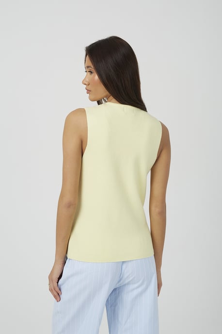 Yellow Crew Neck Knitted Waistcoat - Image 2