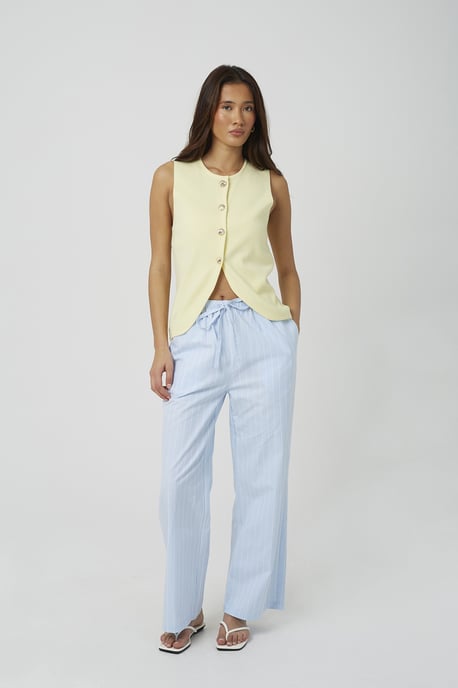 Yellow Crew Neck Knitted Waistcoat - Image 3
