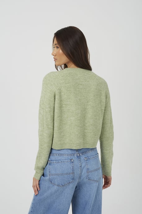 Green Raglan Sleeve Fisherman Knit Cardigan - Image 2
