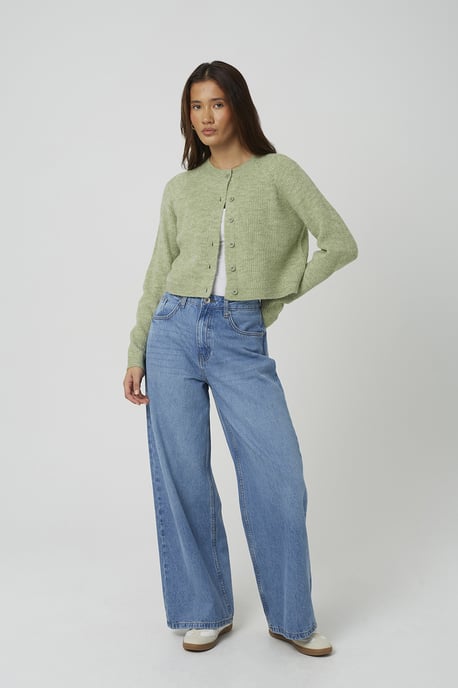 Green Raglan Sleeve Fisherman Knit Cardigan - Image 3