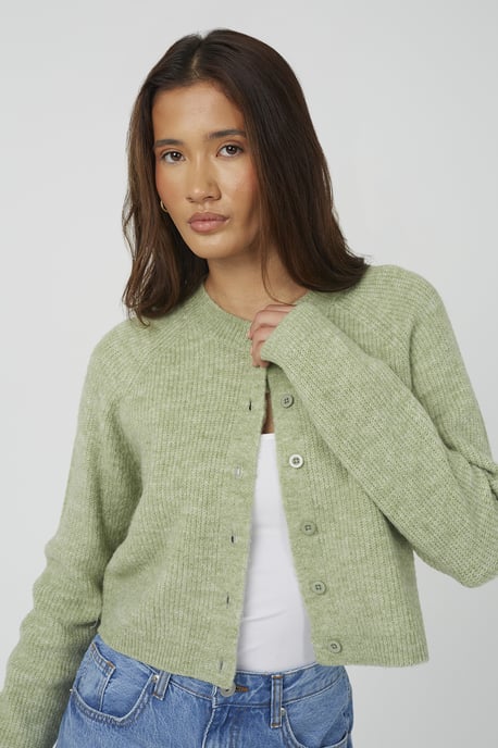 Green Raglan Sleeve Fisherman Knit Cardigan - Image 4