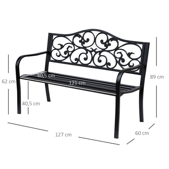 4goodz Stalen tuinbank met gietijzer armleuningen 127x60x89cm - Image 3