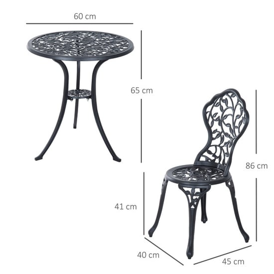 4goodz Outsunny bistroset voor 2 personen klassieke balkonmeubelset - Image 2