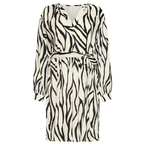 Smashed Lemon Knielange jurk met zebra print en ceintuur in off-white en zwart | - Image 6