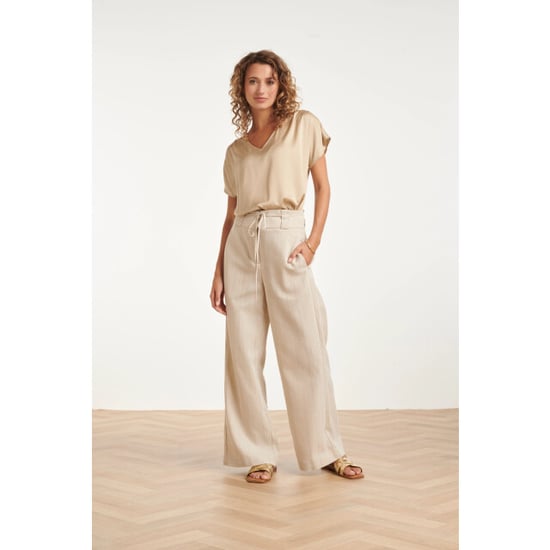 Smashed Lemon Wide leg pantalon met koordsluiting en met glitterdetail | - Image 1