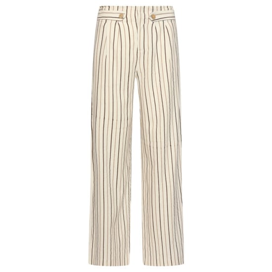 Smashed Lemon Gestreepte wide leg broek met knoopdetail | - Image 5