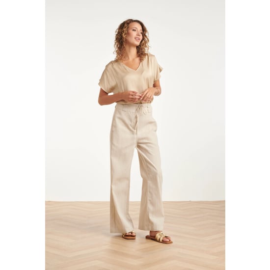 Smashed Lemon Wide leg pantalon met koordsluiting en met glitterdetail | - Image 4