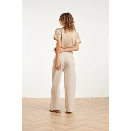 Smashed Lemon Wide leg pantalon met koordsluiting en met glitterdetail | - Image 6