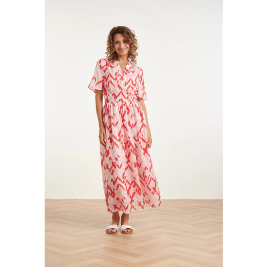 Smashed Lemon Maxi-jurk met zigzag aztec print in roze en wit | - Image 1