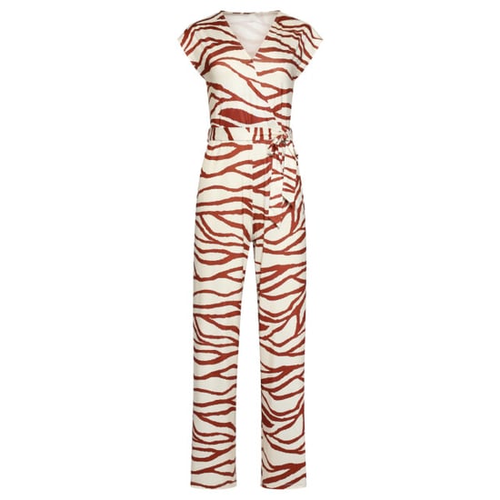 Smashed Lemon Jumpsuit met bruine zebraprint en v-hals | - Image 6