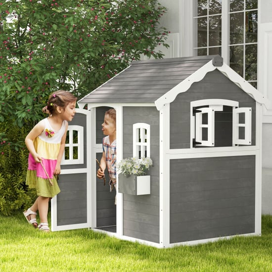 4goodz Outsunny speelhuis hout voor kinderen met ramen en plantenbak - - Image 2
