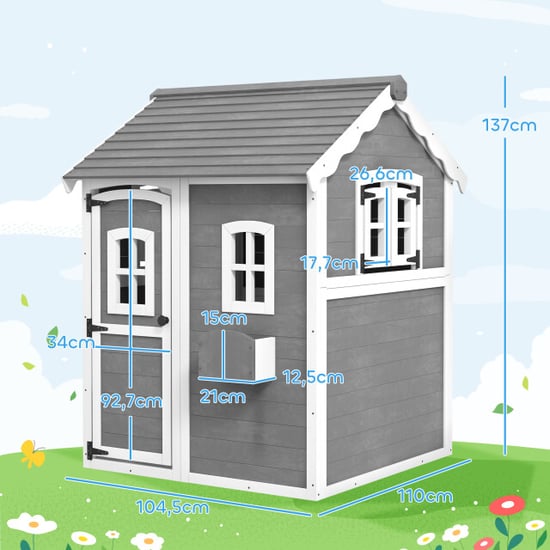4goodz Outsunny speelhuis hout voor kinderen met ramen en plantenbak - - Image 3