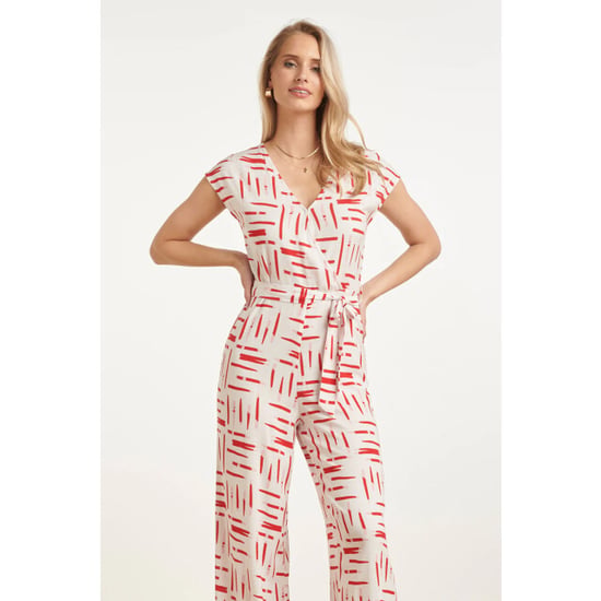 Smashed Lemon Jumpsuit met grafische streep print rood/wit | - Image 2