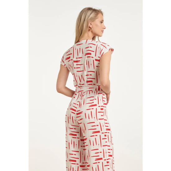 Smashed Lemon Jumpsuit met grafische streep print rood/wit | - Image 5